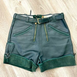 vintage green leather lederhosen shorts!